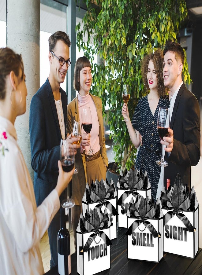 Jaywayang 5 Senses Gift Bags with Tissue Papers and Ribbons for Her Him Birthday Wedding Anniversary Mother's Day Valentine's Day Present Wrapping (White Black) - Image 3