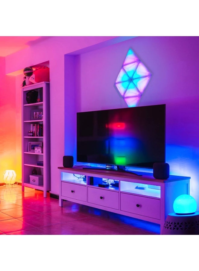 مونستر ألواح فنية بنظام إضاءة LED ثلاثي الأبعاد ومتعدد الألوان من Monster، مجموعة أساسية مكونة من 4 ألواح، إضاءة جدارية، تحكم عن بُعد من أي مكان، متوافقة مع Google Assistant وAmazon Alexa وSiri، سهلة التركيب الذاتي. - Image 2
