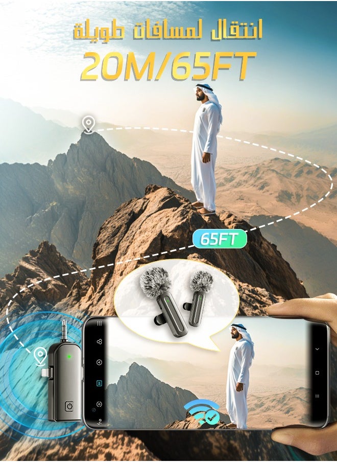 Litus - 3-in-1 Wireless Lavalier Microphone for iPhone, iPad, Android, Camera Devices–Mini Lapel Wireless Mic with 2 wireless microphone for Android & Apple & 3.5mm Compatibility, Plug-Play 2.4G Ultra-Low Delay Noise Reduction Chip for Video Recording Interview Podcast Vlog YouTube Tiktok - Image 1
