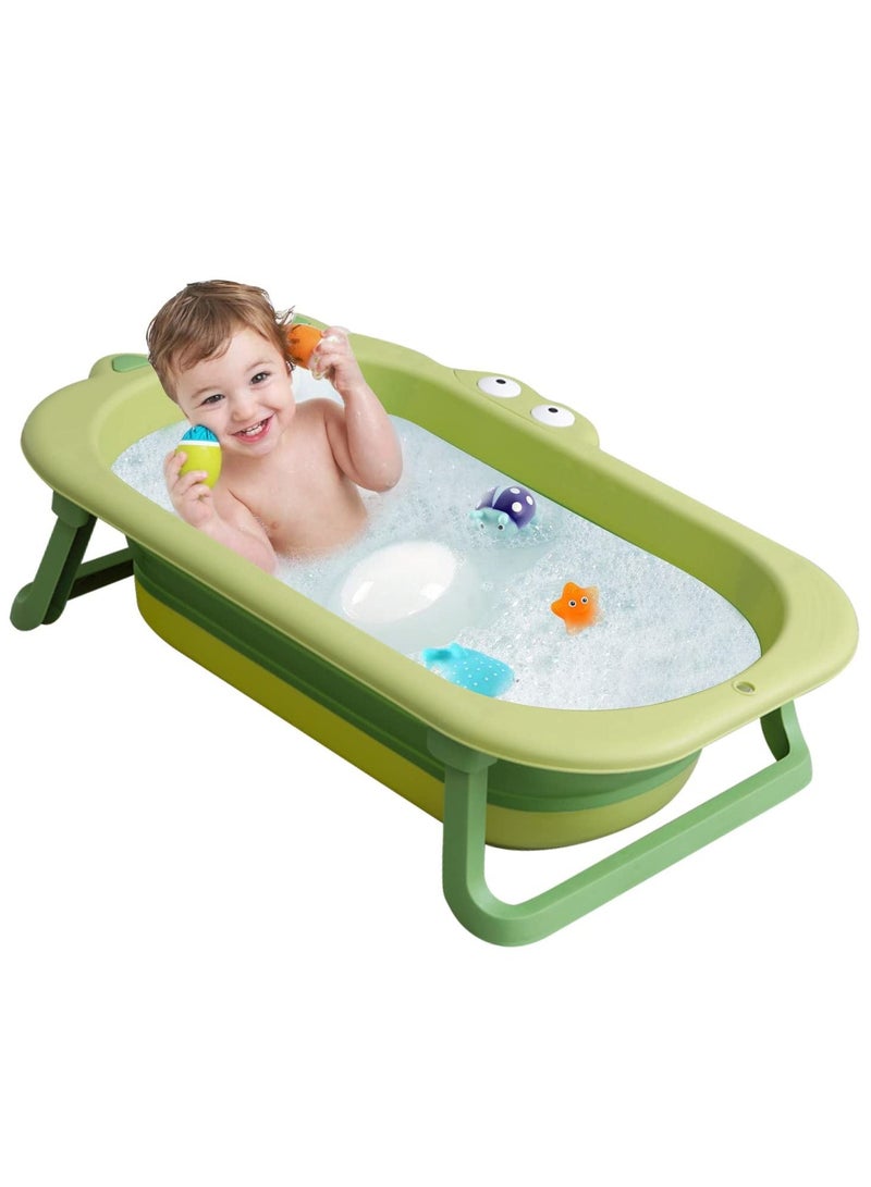 MIXDE Baby Bathtub Folding Infant Bath Tub, Non-Slip Collapsible Kids Shower Bath Basin Portable Foldable Washing Bathing Tub Large Safe Bathtub with Drain Hole for Newborn Toddler Children Pets Travel  - Image 1