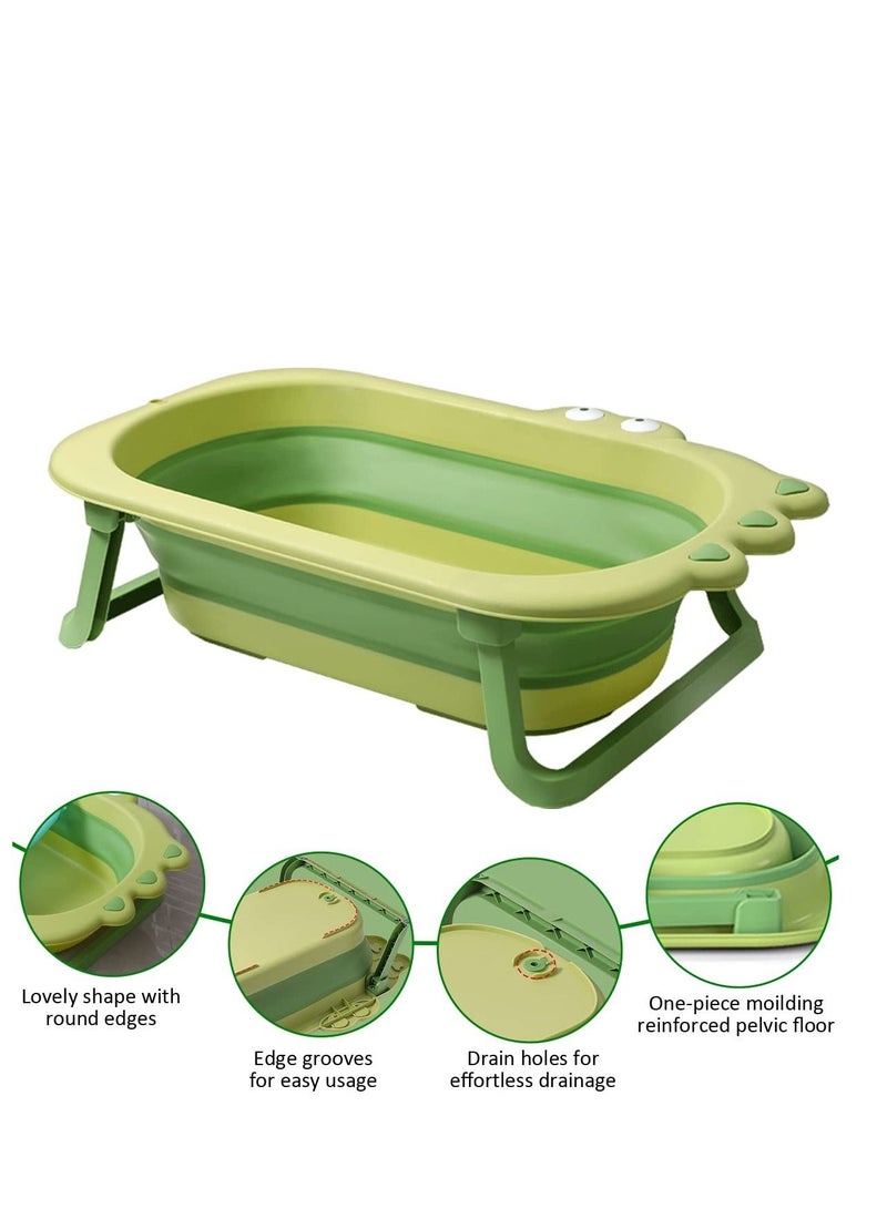 MIXDE Baby Bathtub Folding Infant Bath Tub, Non-Slip Collapsible Kids Shower Bath Basin Portable Foldable Washing Bathing Tub Large Safe Bathtub with Drain Hole for Newborn Toddler Children Pets Travel  - Image 5