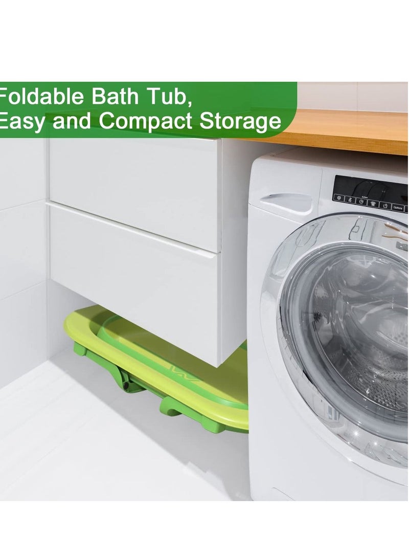 MIXDE Baby Bathtub Folding Infant Bath Tub, Non-Slip Collapsible Kids Shower Bath Basin Portable Foldable Washing Bathing Tub Large Safe Bathtub with Drain Hole for Newborn Toddler Children Pets Travel  - Image 4