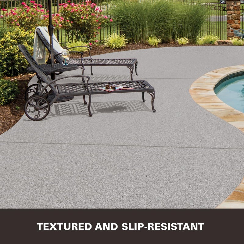 KILZ Decorative Concrete Coating, Slip-Resistant Gray Paint with Stone-Like Speckled Finish, Interior/Exterior Use on Garages, Patios, Driveways, Pool Decks & Walkways, 1 Gallon - Image 3