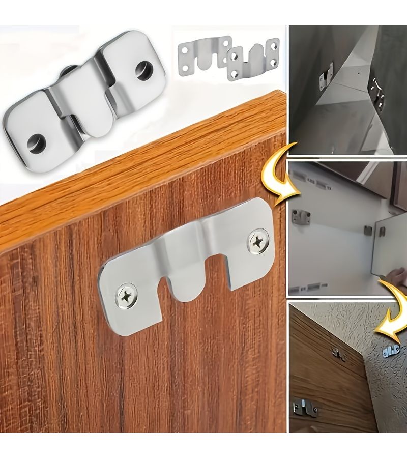 35pcs Heavy Duty Stainless Steel Furniture Brackets With Hangers And Screws For Bed Corners Wooden Shelves Chairs Desks Dressers And Art Gallery Wall Accessories - Image 1