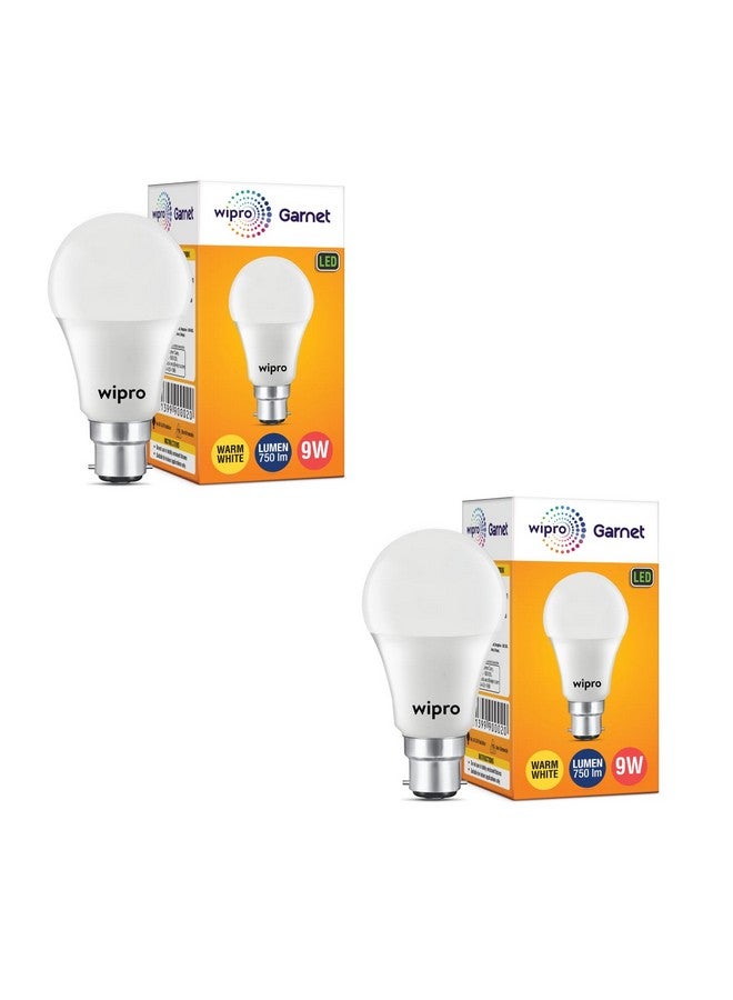 wipro 9W B22 LED Warm White Bulb, Pack of 2 (N90002) - Image 1