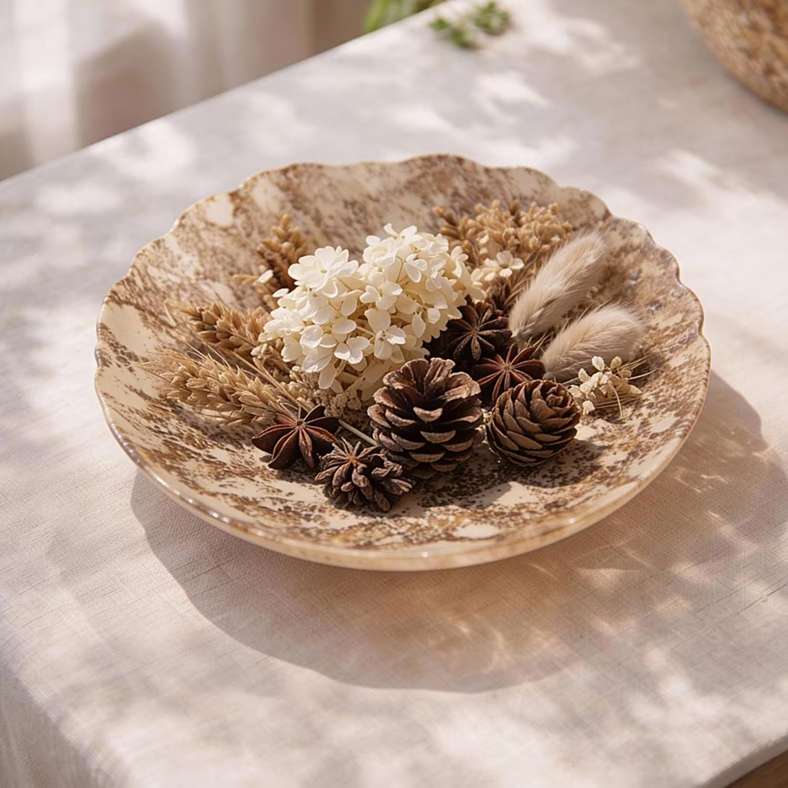 Pan Home طبق ديكور زجاجي سافانا - بني - Image 1