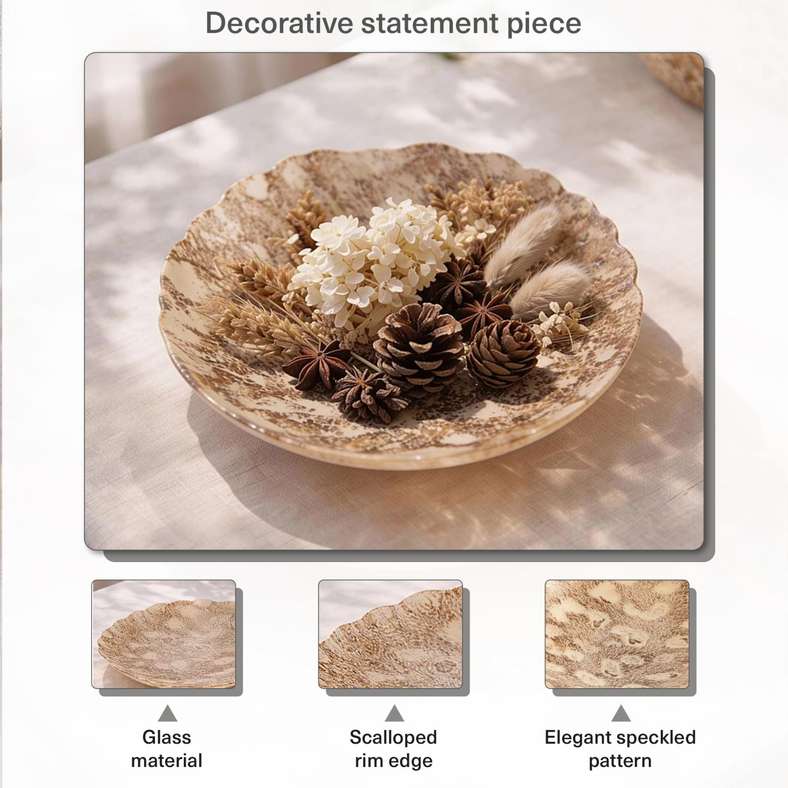 Pan Home طبق ديكور زجاجي سافانا - بني - Image 5