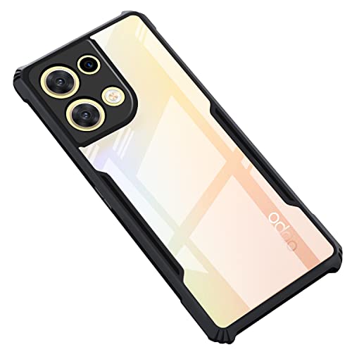 CEDO Backcover for Oppo Reno 8 (5G) | Camera Protection Shockproof Bumper-Edge | Acrylic Crystal Clear 360 Degree Protection TPU+PC | Transparent Eagle Back Case Cover (Black) - Image 1