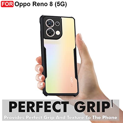 CEDO Backcover for Oppo Reno 8 (5G) | Camera Protection Shockproof Bumper-Edge | Acrylic Crystal Clear 360 Degree Protection TPU+PC | Transparent Eagle Back Case Cover (Black) - Image 3