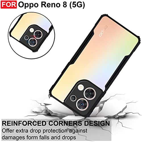 CEDO Backcover for Oppo Reno 8 (5G) | Camera Protection Shockproof Bumper-Edge | Acrylic Crystal Clear 360 Degree Protection TPU+PC | Transparent Eagle Back Case Cover (Black) - Image 4