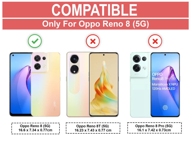 CEDO Backcover for Oppo Reno 8 (5G) | Camera Protection Shockproof Bumper-Edge | Acrylic Crystal Clear 360 Degree Protection TPU+PC | Transparent Eagle Back Case Cover (Black) - Image 2