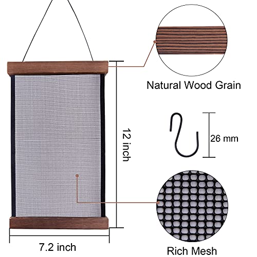FEQO Mesh Earring Organizer Hanging Earrings Holder Wall Mounted Earring Hanging Jewelry Holder Organizer with 20 Pieces S Shape Black Hooks (12 x 7.2 inch) - Image 2