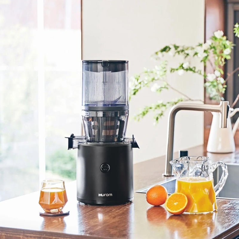 Hurom Slow Juicer, Cold Press Self-Feeding Juicer with Large Hopper for Whole Fruits & Vegetables, Quiet 150W Motor, Masticating Juicer, BPA-Free Titanium Body, High Juice Yield, Matte Black - H320N - Image 1