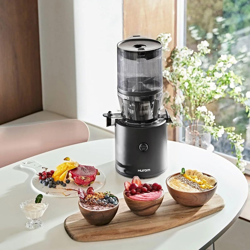 Hurom Slow Juicer, Cold Press Self-Feeding Juicer with Large Hopper for Whole Fruits & Vegetables, Quiet 150W Motor, Masticating Juicer, BPA-Free Titanium Body, High Juice Yield, Matte Black - H320N - Image 2
