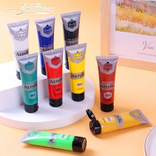 MURCY 30ml Acrylic Paint Tubes Set - Vibrant Multicolor Paints for Canvas, Wood, Rock, and Craft Projects - Perfect for Beginners, Students, and Adults (24 Pack of 30mL) - Image 2