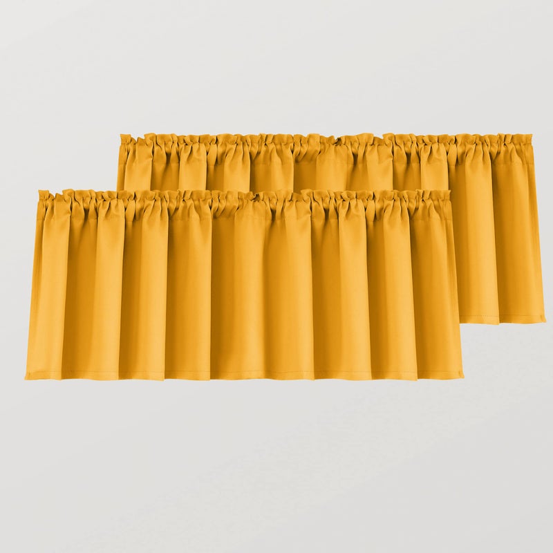Mrs.Naturall Yellow Valances for Windows Rod Pocket Mustard Curtains for Kitchen Bathroom Living Room 36x16 Inches Long 