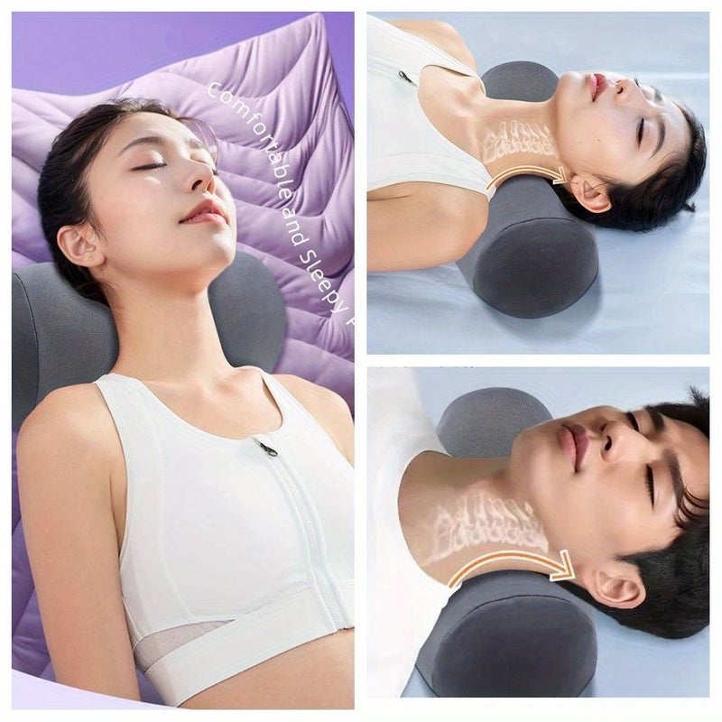 Pink Solid Color Cervical Pillow For Sleeping Neck Protection Adult Massage Spine Pillow Ergonomic Support - Image 4