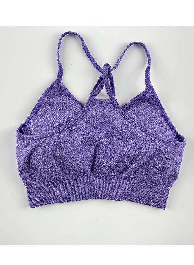 Loquat High Elastic Running Sports Fitness Yoga Bra Purple  - Image 1