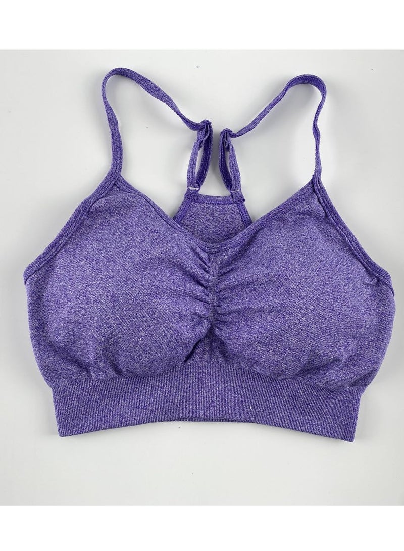 Loquat High Elastic Running Sports Fitness Yoga Bra Purple  - Image 2