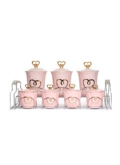 Spices Set 8 Piece With Stand Porcelain Curve Louts assorted shapes