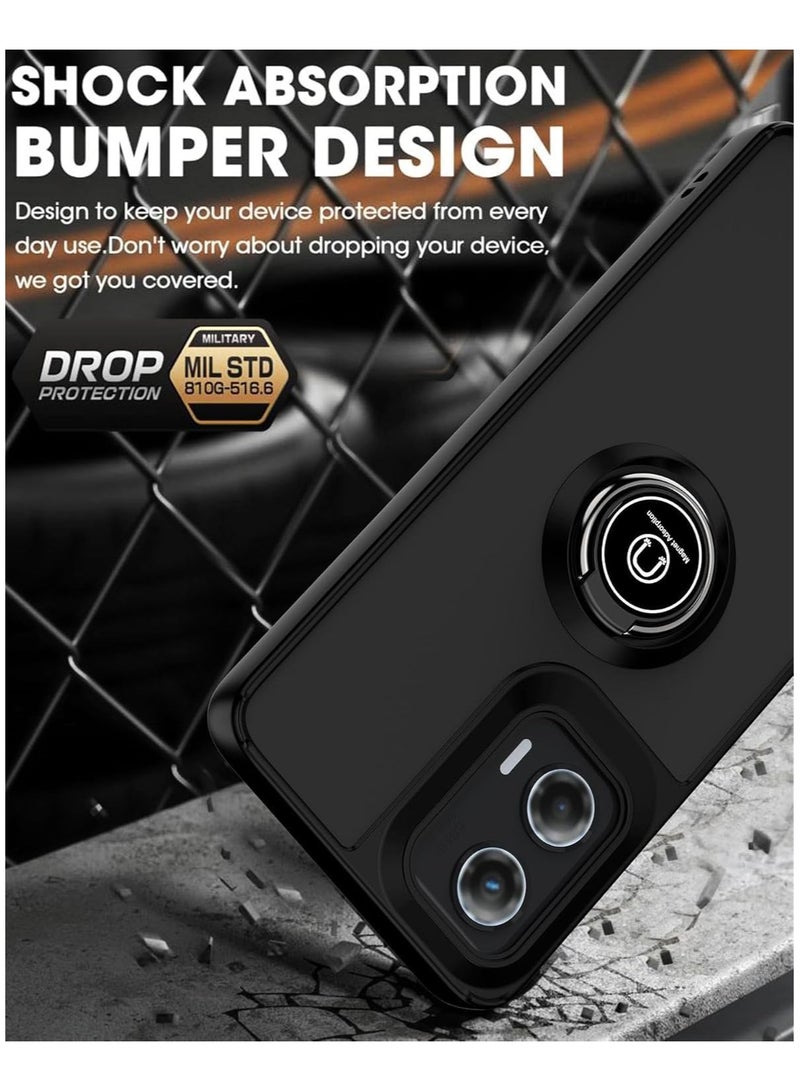 Motorola Moto G Stylus 5G 2024 Case with Ring Holder, PC +TPU Shockproof Bumper Case Matte Translucent Protective Cover + 2 Pack Screen Protector - Image 2