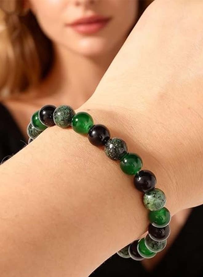 Money Attraction Bracelet For Women Men, Triple Protection Spiritual Mood Energy Good Luck Beaded Feng Shui Wealth Success Green Aventurine Tiger Eye Natural Stone Handmade Jewelry Gift - Image 2