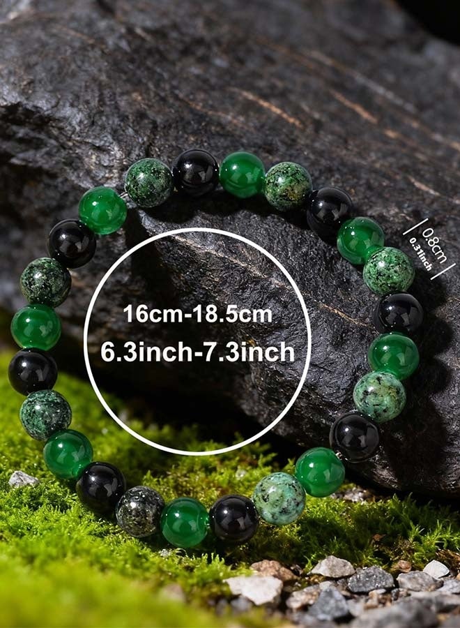 Money Attraction Bracelet For Women Men, Triple Protection Spiritual Mood Energy Good Luck Beaded Feng Shui Wealth Success Green Aventurine Tiger Eye Natural Stone Handmade Jewelry Gift - Image 3