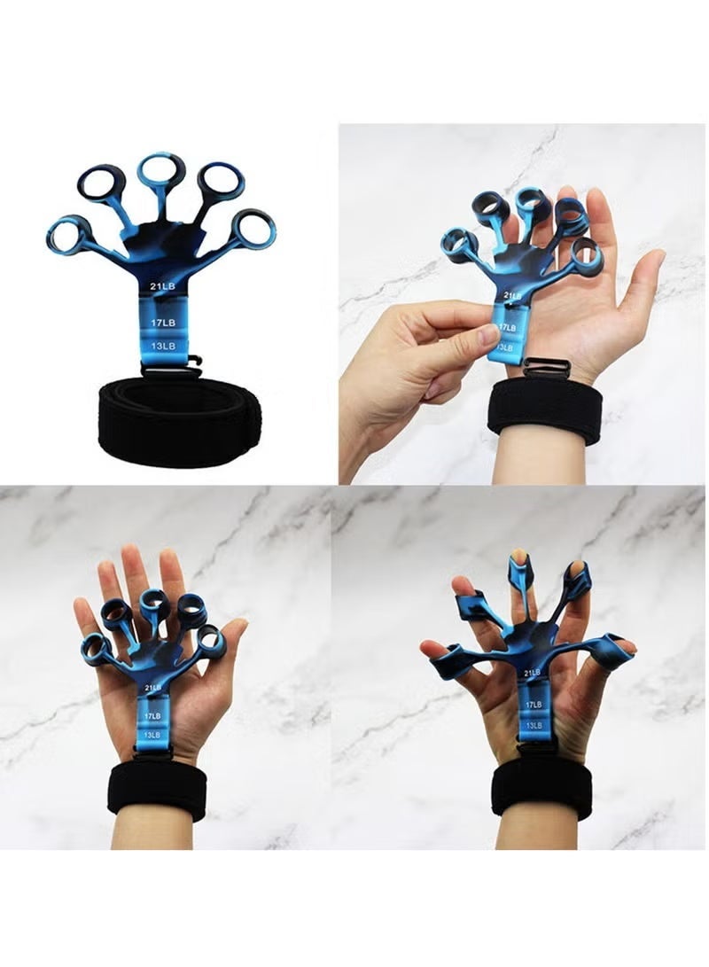 ZNARO 2 Piece Grip Strength Trainer,Finger Exerciser, Hand Gripper Strengthener, Extension Exerciser Gripper Band for Wrist Training,Used to Exercise Finger Strength,Flexibility,Blue. - Image 3