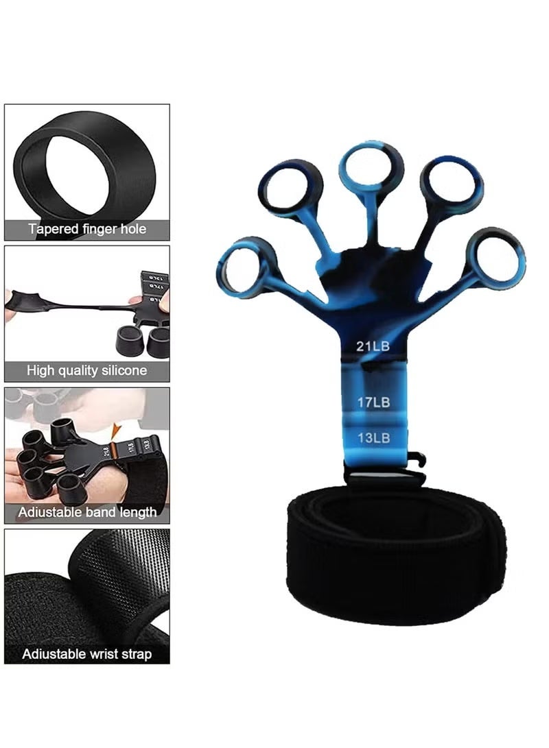 ZNARO 2 Piece Grip Strength Trainer,Finger Exerciser, Hand Gripper Strengthener, Extension Exerciser Gripper Band for Wrist Training,Used to Exercise Finger Strength,Flexibility,Blue. - Image 2