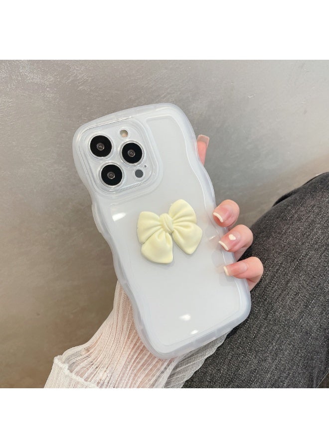 NIBEMINENT Wave Edged Bow Protective TPU Case Cover For iPhone 15 Pro, Transparent Color