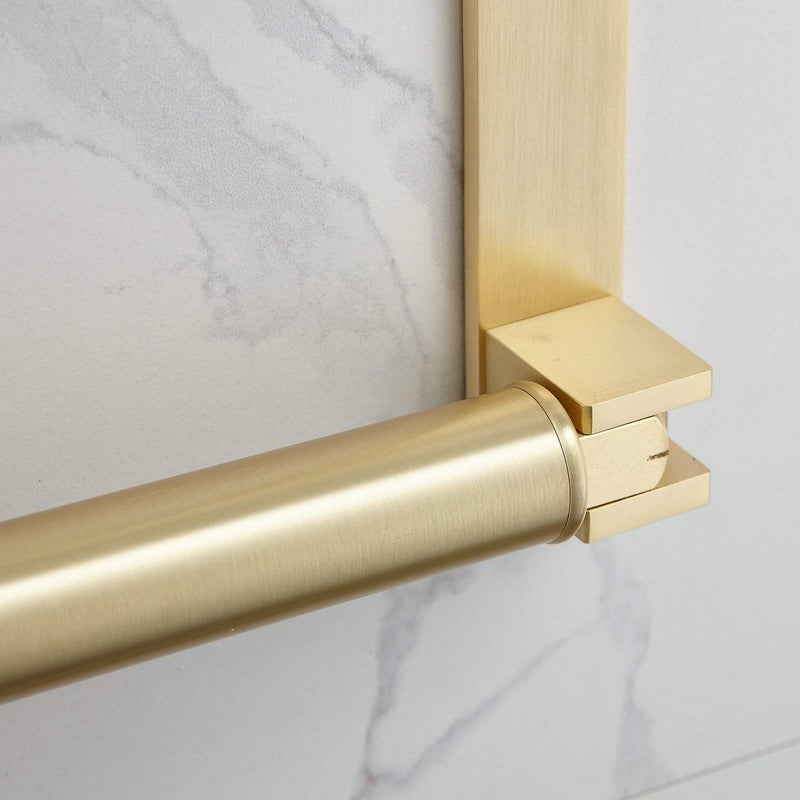 NEWRAIN Folding Wall Mounted Clothes Hanger Rack Clothes Hook Solid Brass with Swing Arm Holder Clothing Hanging System Closet Storage Organizer Heavy Duty Drying Rack Wall Mount,Brushed Gold - Image 5