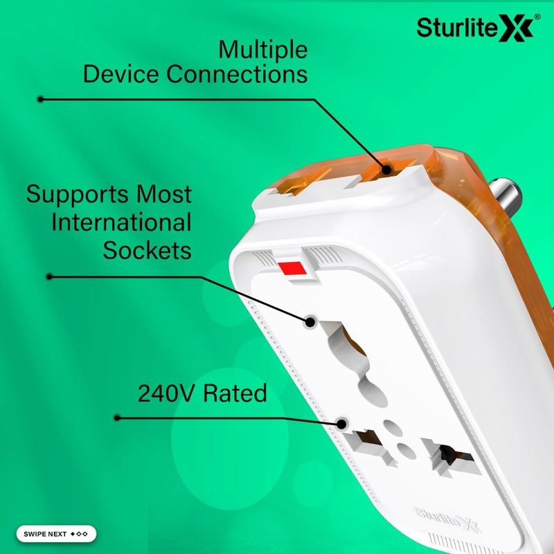 Sturlite Sturlite Alyx 3 Pin Plug Universal AC Travel Adapter ABS Strong Body Socket Pack of 4  - Image 4