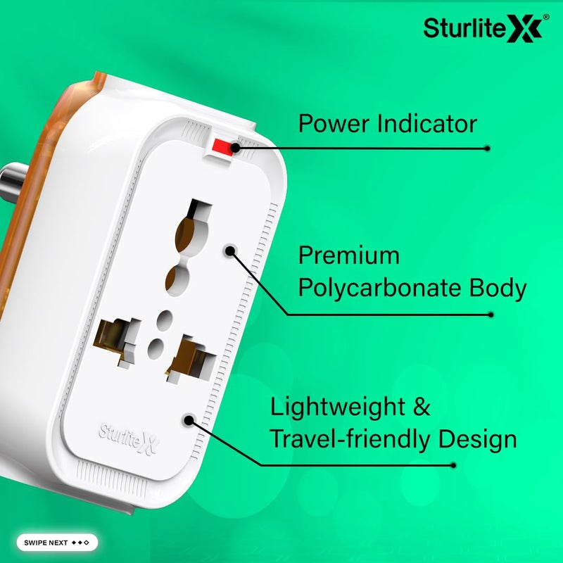 Sturlite Sturlite Alyx 3 Pin Plug Universal AC Travel Adapter ABS Strong Body Socket Pack of 4  - Image 5