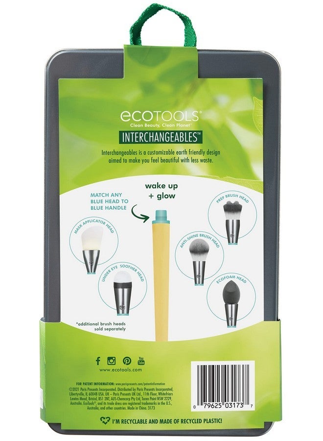 Ecotools Wake Up + Glow Interchangeables Makeup Brush Set With Case, With Beauty Blender Makeup Sponge, Silicone Applicator Face Mask Brush, Eye Roller Depuffer (Set Of 6) - Image 2