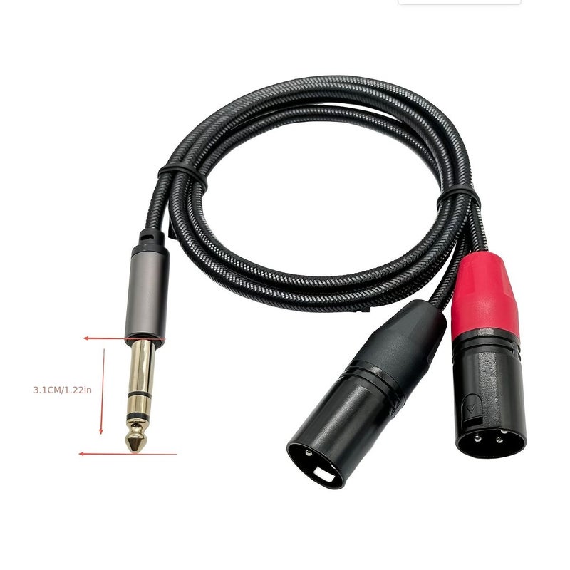 19.69 Inch Gold Plated 6.5mm To Dual XLR Male Cable 23.62 Inch 1.96 Feet Tinned Copper Braided For Mixer Mic Amp - Image 2