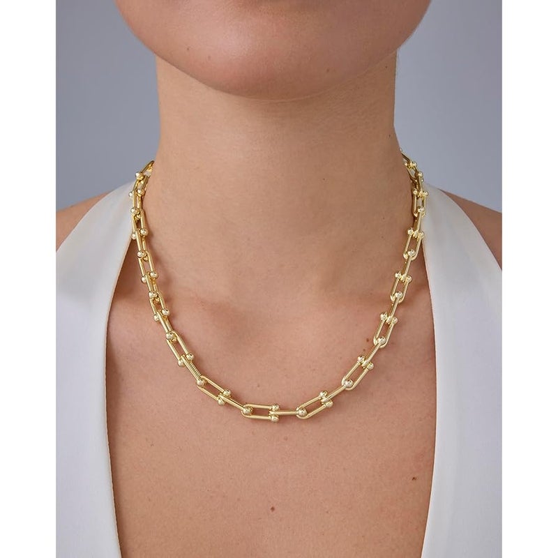 PAVOI 14K Gold Plated Paperclip Chain Link Necklace for Women | Adjustable Trendy Chain Necklace - Image 2