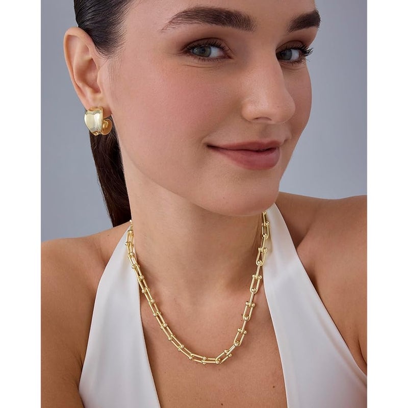 PAVOI 14K Gold Plated Paperclip Chain Link Necklace for Women | Adjustable Trendy Chain Necklace - Image 3