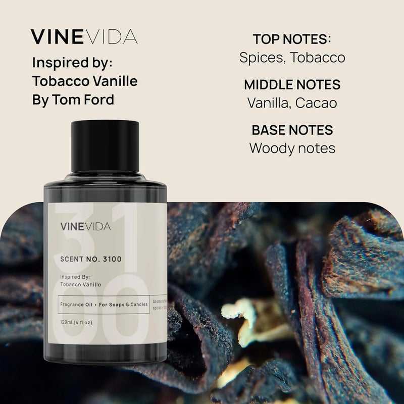 VINEVIDA Reed Diffuser for Home & Bathroom | Long-Lasting Scent Sticks Set | Oil Stick Diffuser | Bathroom Scent - Room Fragrance No. 3100 - Inspired by: Tobacco Vanille - Image 2