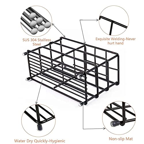 Wbbog Stainless Steel Toothbrush and Toothpaste Holder for Bathroom – 7-Slot Black Organizer, Space-Saving Hygienic Storage with Modern Design for Countertop - Image 2