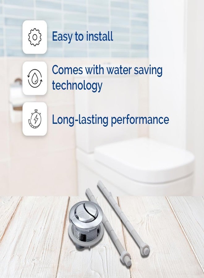 Parryware Single Piece Dual Push Flush Button or Knob Assembly | 38 mm Round PE | Saves Water | High-end Plating Technology for Long-lasting Performance | C61PE0901 - Image 2