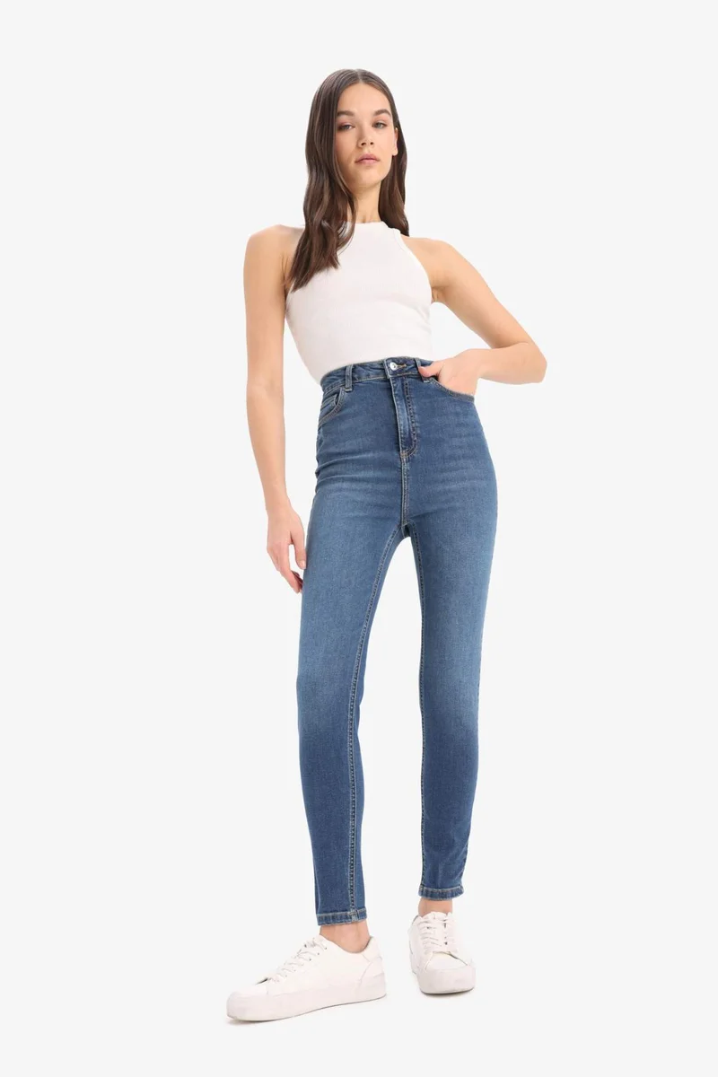 DeFacto Anna Skinny Fit High Waist Straight Leg Long Jeans