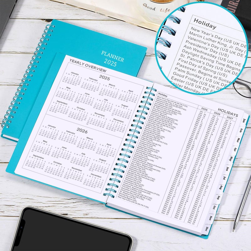 BooQool 2025 Planner - Planner 2025, 2025 Planner Weekly and Monthly with Tabs, 6.25" × 8.3", Strong Twin-Wire Binding, Round Corner, Improving Your Time Management Skill - Image 2