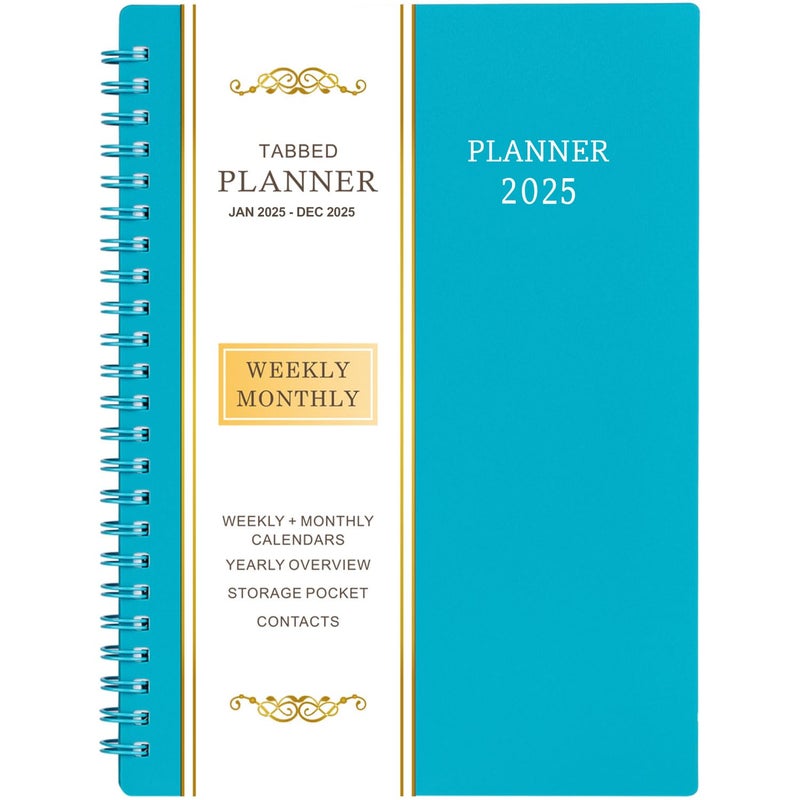 BooQool 2025 Planner - Planner 2025, 2025 Planner Weekly and Monthly with Tabs, 6.25" × 8.3", Strong Twin-Wire Binding, Round Corner, Improving Your Time Management Skill - Image 1