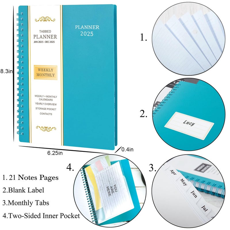 BooQool 2025 Planner - Planner 2025, 2025 Planner Weekly and Monthly with Tabs, 6.25" × 8.3", Strong Twin-Wire Binding, Round Corner, Improving Your Time Management Skill - Image 5