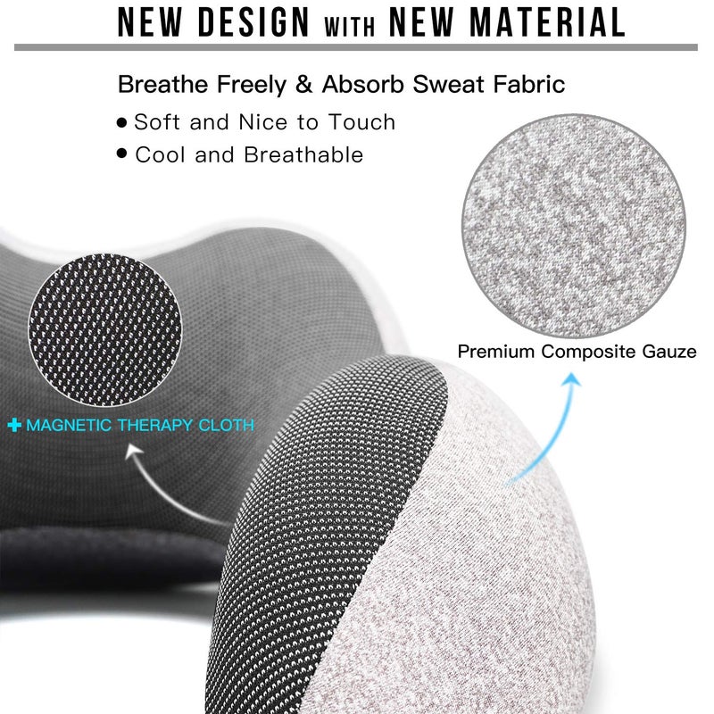 MLVOC Travel Pillow 100% Pure Memory Foam Neck Pillow, Comfortable & Breathable Cover, Machine Washable, Airplane Travel Kit with 3D Sleep Mask, Earplugs, and Luxury Bag,Standard (Grey) - Image 3