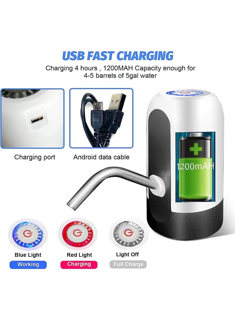 SKY-TOUCH مضخة مياه زجاجة سعة 5 جالون، مضخة مياه كهربائية محمولة بشحن USB لزجاجات سعة 2-5 جالون، موزع مياه محمول بشحن USB للمكتب، المنزل، التخييم، المطبخ وغيرها - Image 2