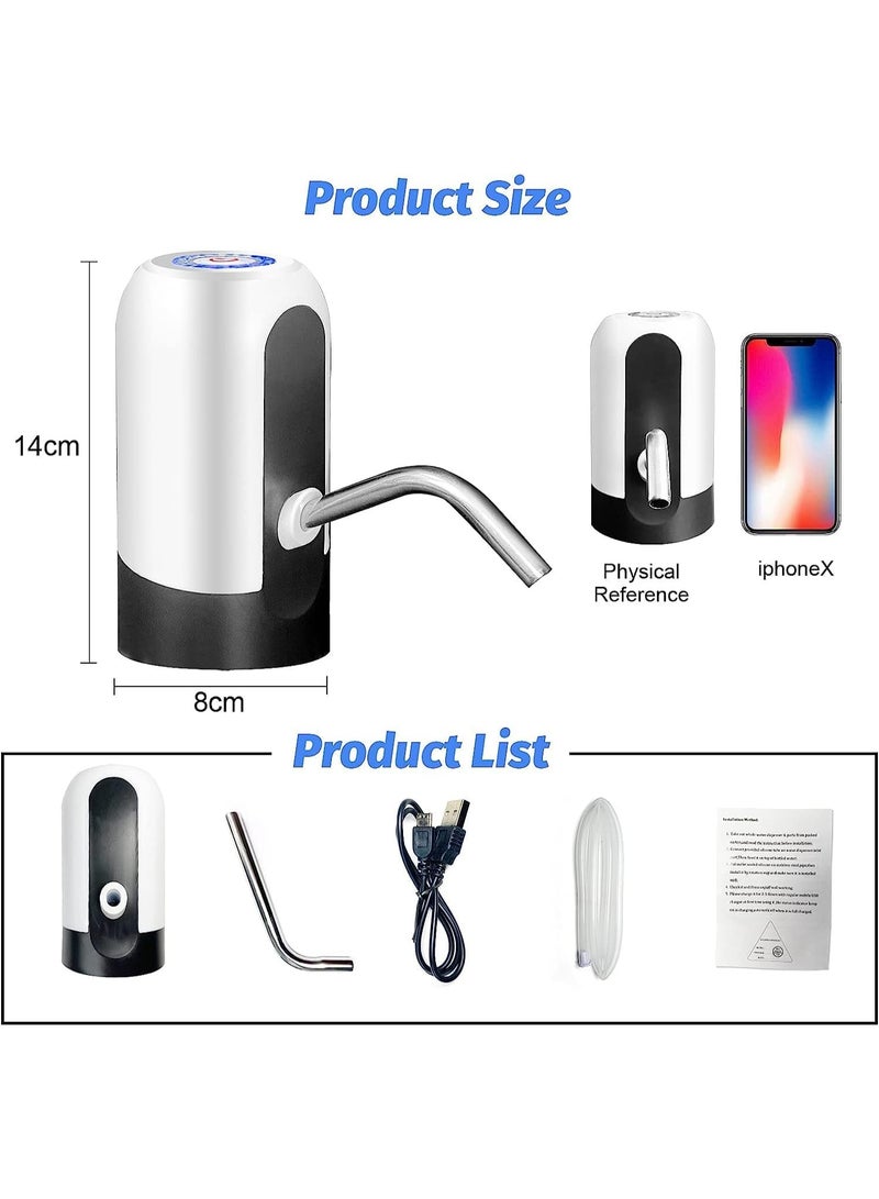 SKY-TOUCH مضخة مياه زجاجة سعة 5 جالون، مضخة مياه كهربائية محمولة بشحن USB لزجاجات سعة 2-5 جالون، موزع مياه محمول بشحن USB للمكتب، المنزل، التخييم، المطبخ وغيرها - Image 4