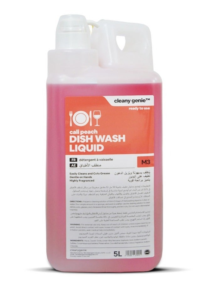 cleany genie Dishwashing Liquid Gentle on Hands Cali Peach Fragrance 5L