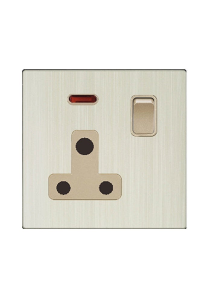 Vmax 15A Wall Socket with Switch & Indicator | Modern Brushed Metal Finish | Heavy-Duty Power Outlet | Safe & Durable for Home, Office & Industrial Use - Image 2