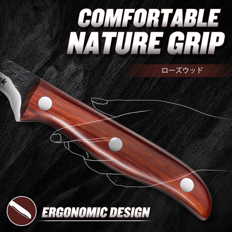 Huusk Boning Knife for Meat Cutting Deboning Butchering,Japanese Fillet Knives with Sheath,Brisket Trimming Knife,Full Tang Hand Forged Camping BBQ 5 Inch Gift for Dad - Image 4